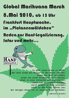 Flyer Grafik zum Global Marihuana March in Frankfurt am Main